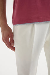 Cherry Cotton T Shirt With Collar Detail Made In Italy