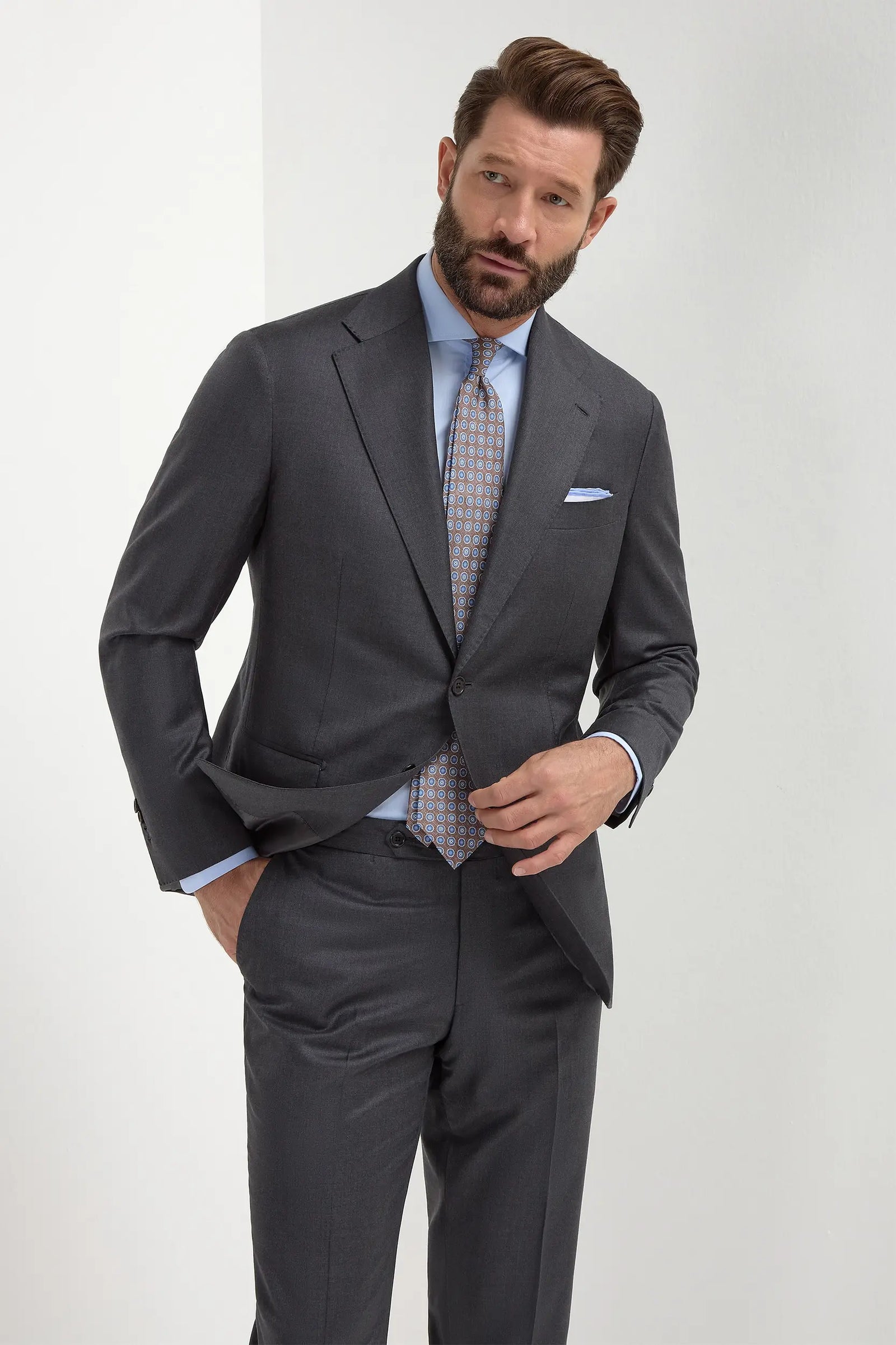 Grey Full Canvas Suit Made In Italy