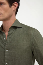 Green Linen Shirt Made In Italy