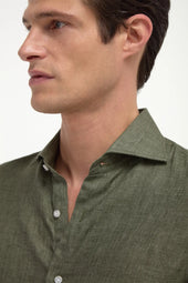 Green Linen Shirt Made In Italy