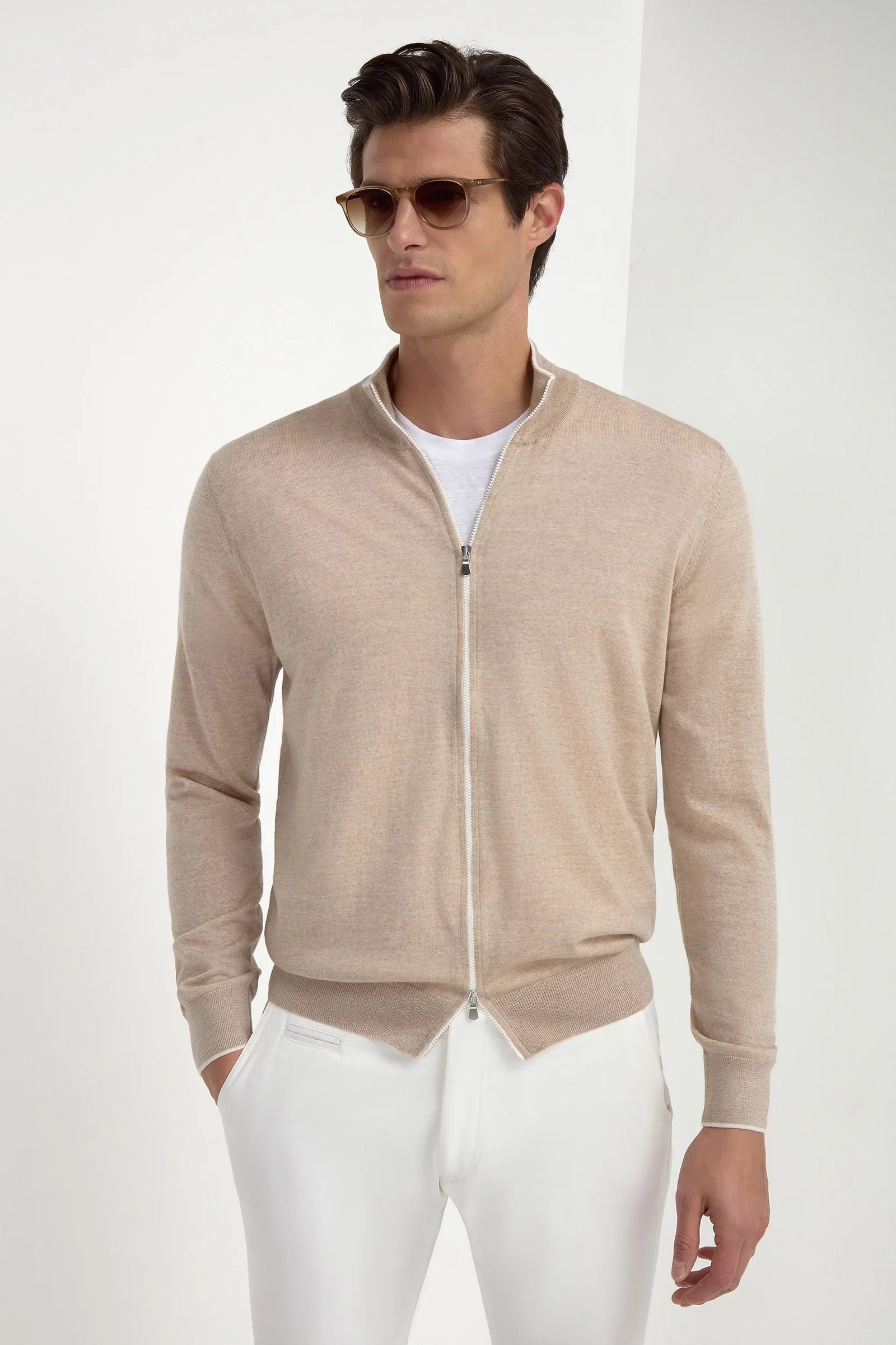 Tasmanian Wool Full Zip Cardigan Made In Italy