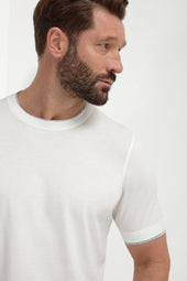 Cotton T Shirt With Collar Detail Made In Italy