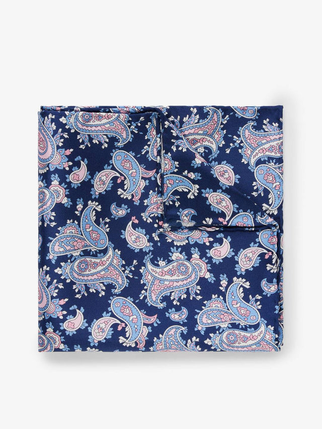 Navy Blue Pocket Square Paisley