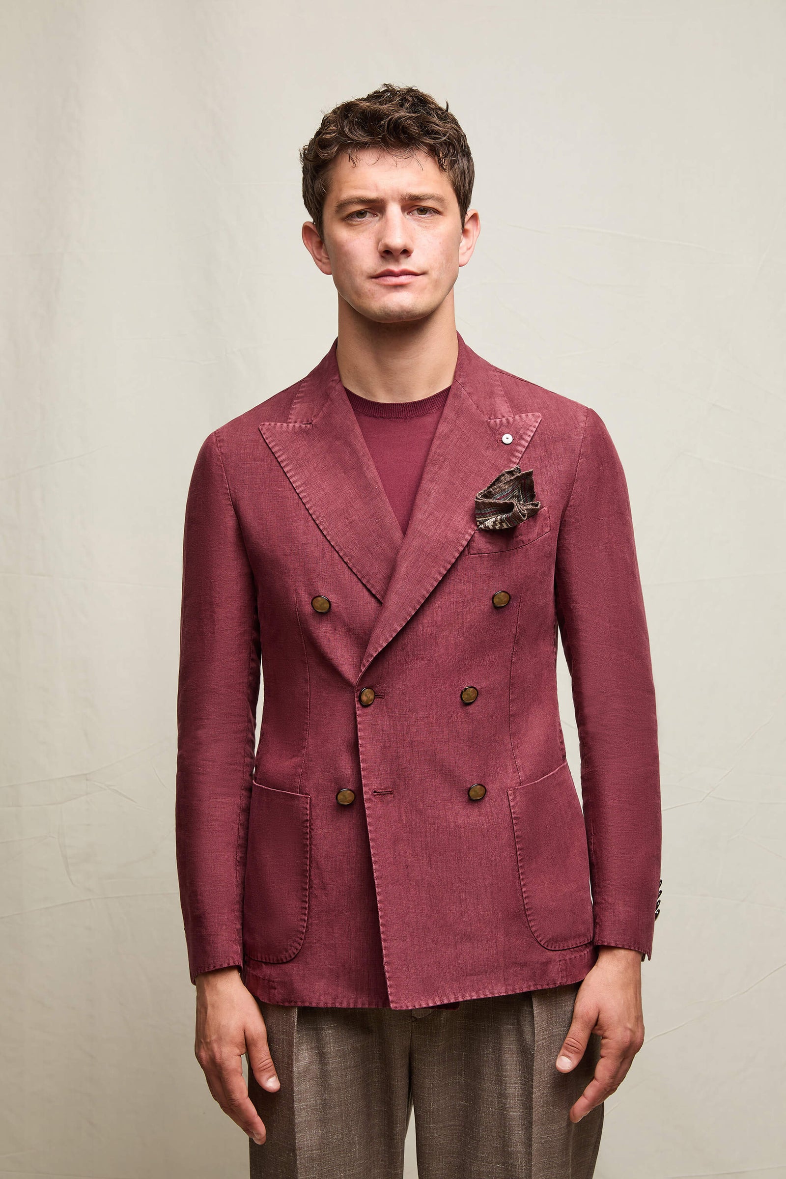 Giacca Tom Tinto Capo In Lino Borgogna