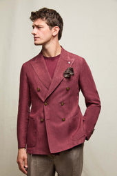 Giacca TOM tinto capo in lino borgogna