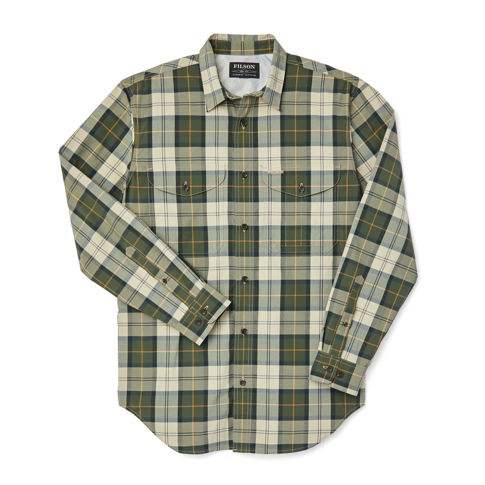 Twin Lakes Sport Shirt - Tan/olive/gold Plaid