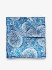 Light Blue Pocket Square Paisley