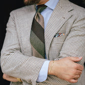 Japanese Boucle Silk Tie Brown Olive Beige