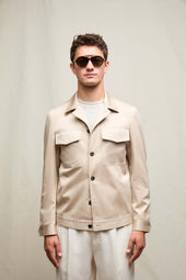 Overshirt in cotone sabbia