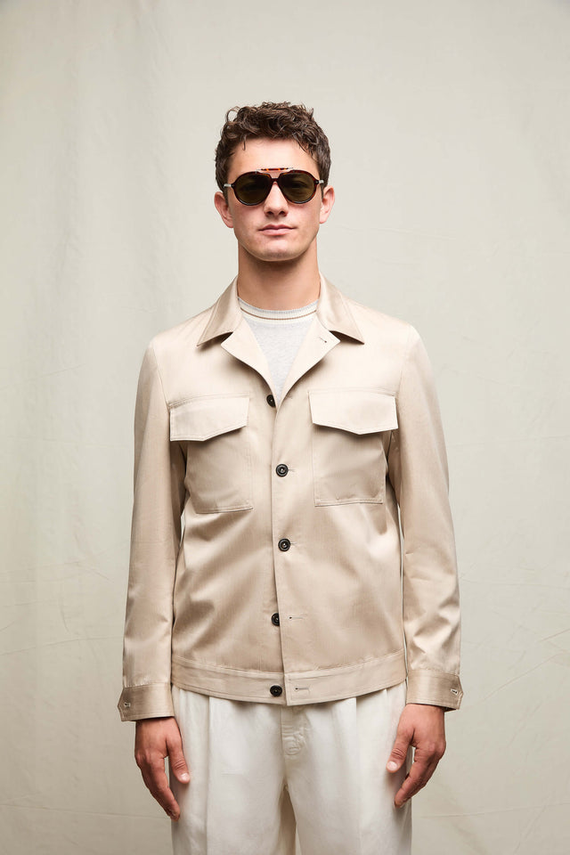 Overshirt in cotone sabbia