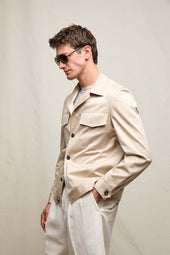 Overshirt in cotone sabbia