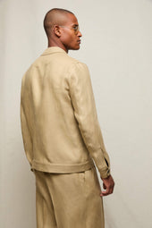 Overshirt in 100% lino beige sabbia