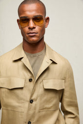 Overshirt in 100% lino beige sabbia