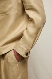 Overshirt in 100% lino beige sabbia