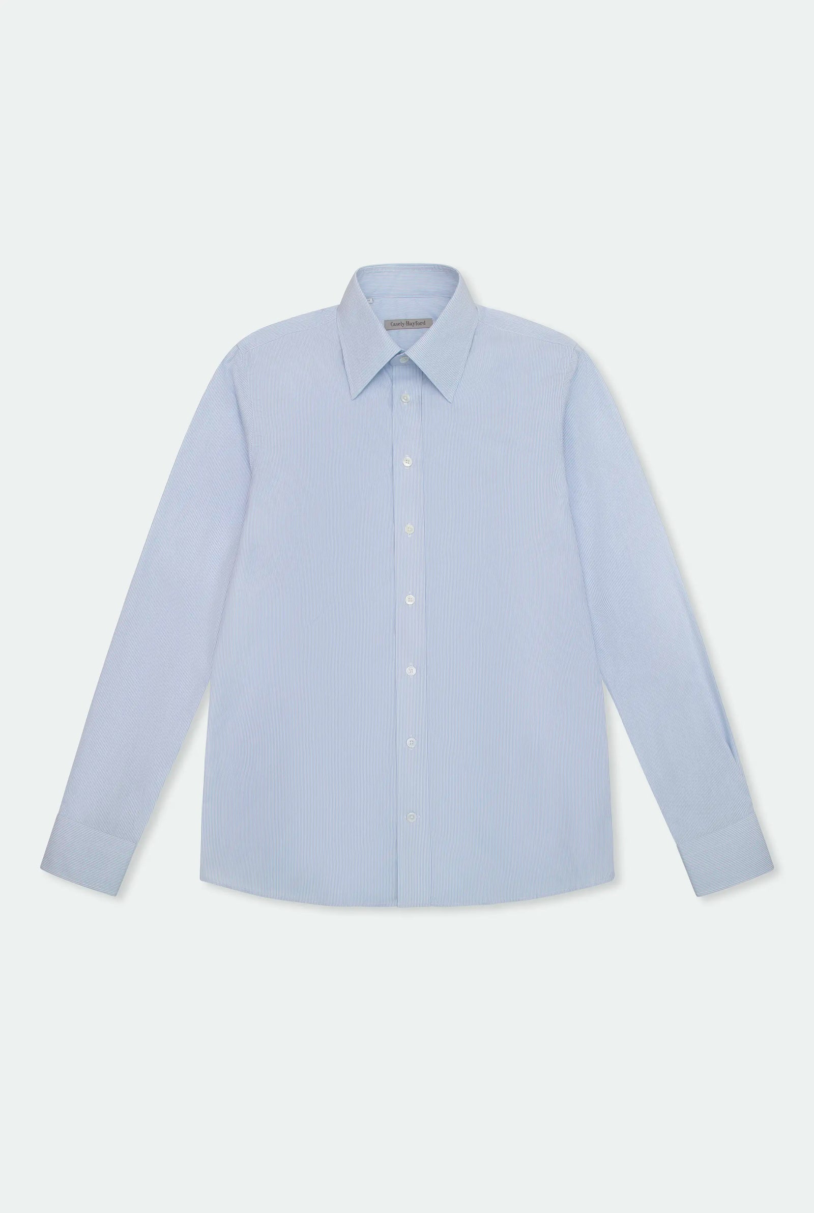 Duval Stripe Long Point Collar Cotton Shirt