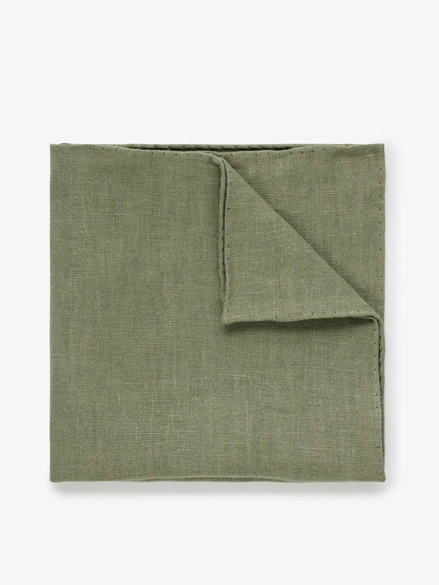 Green Pocket Square Linen