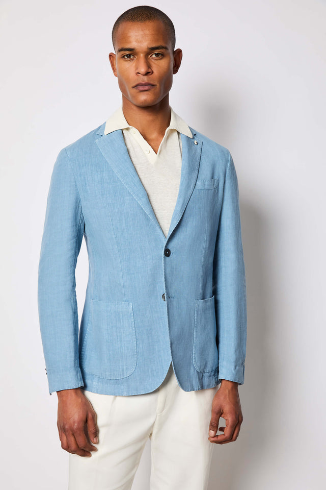 Jacket JACK tinto capo in lino azzurra