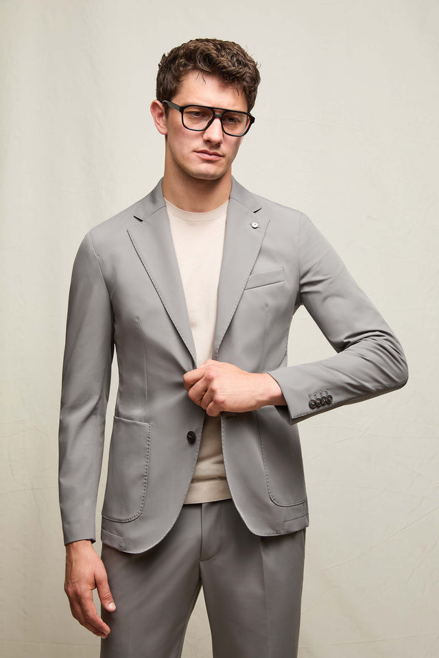 Travel jacket in jersey grigio perla