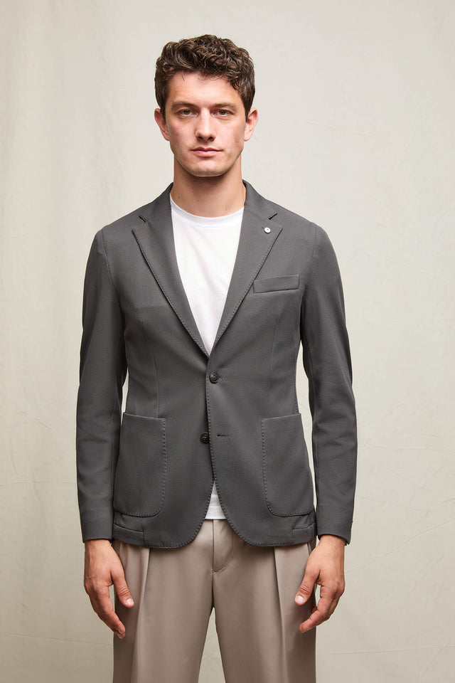 Travel jacket in jersey grigio fumo