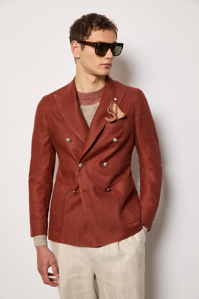 Jacket TOM doppiopetto washed mattone