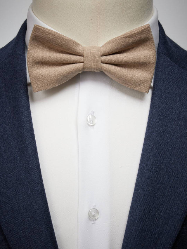 Beige Bow Tie Linen Pre-Tied