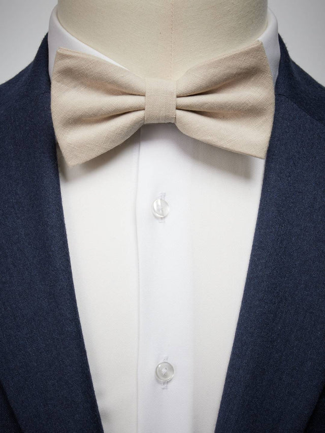 Light Beige Bow Tie Linen Pre-Tied