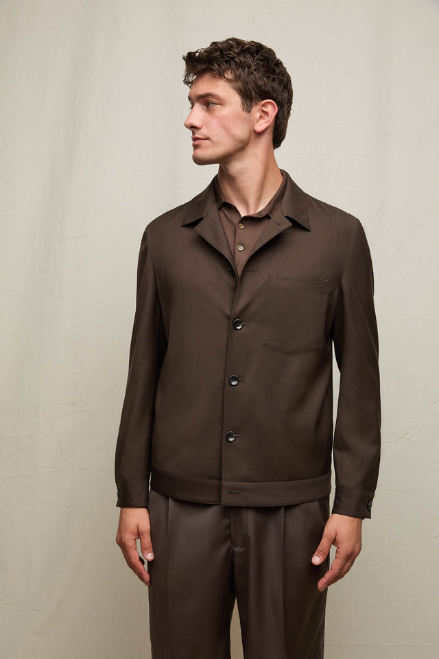 Overshirt in lana moka intenso