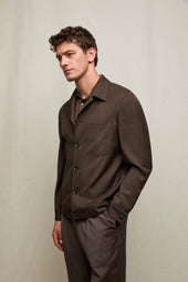 Overshirt in lana moka intenso