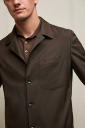 Overshirt in lana moka intenso