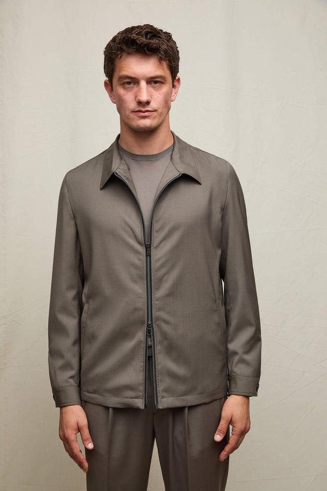 Overshirt in lana fango