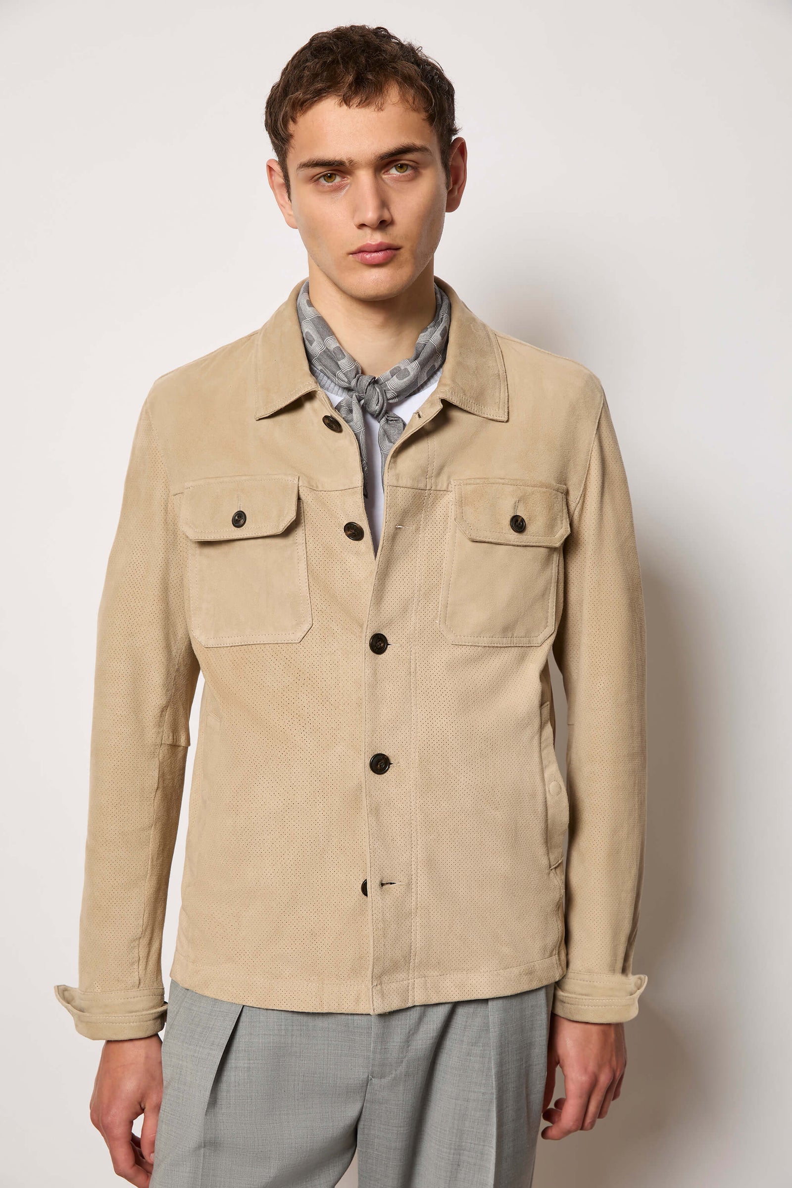 Overshirt In Pelle Beige