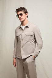 Overshirt in jersey tecnico sabbia minerale
