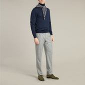 Cashmere Neckerchief With Gingham Print In And Ecru