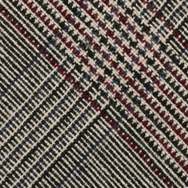 Checked Bespoke Wool Tie - Cream / Black