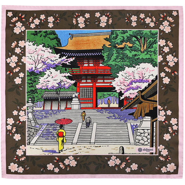 Ukiyo-e Silk Pocket Square - Kurama-dera - 40x40cm