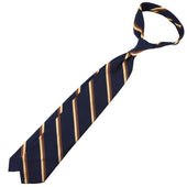 Repp Stripe Silk Cotton Tie Brown