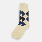 Vanilla Wool Check Mid Length Socks