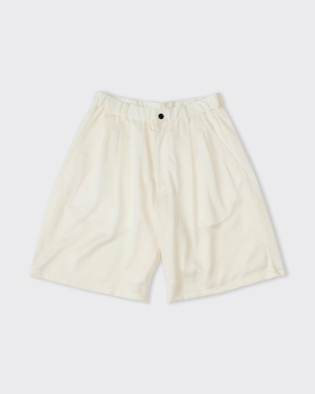28G Silk Ramie Tuck Easy Shorts, White