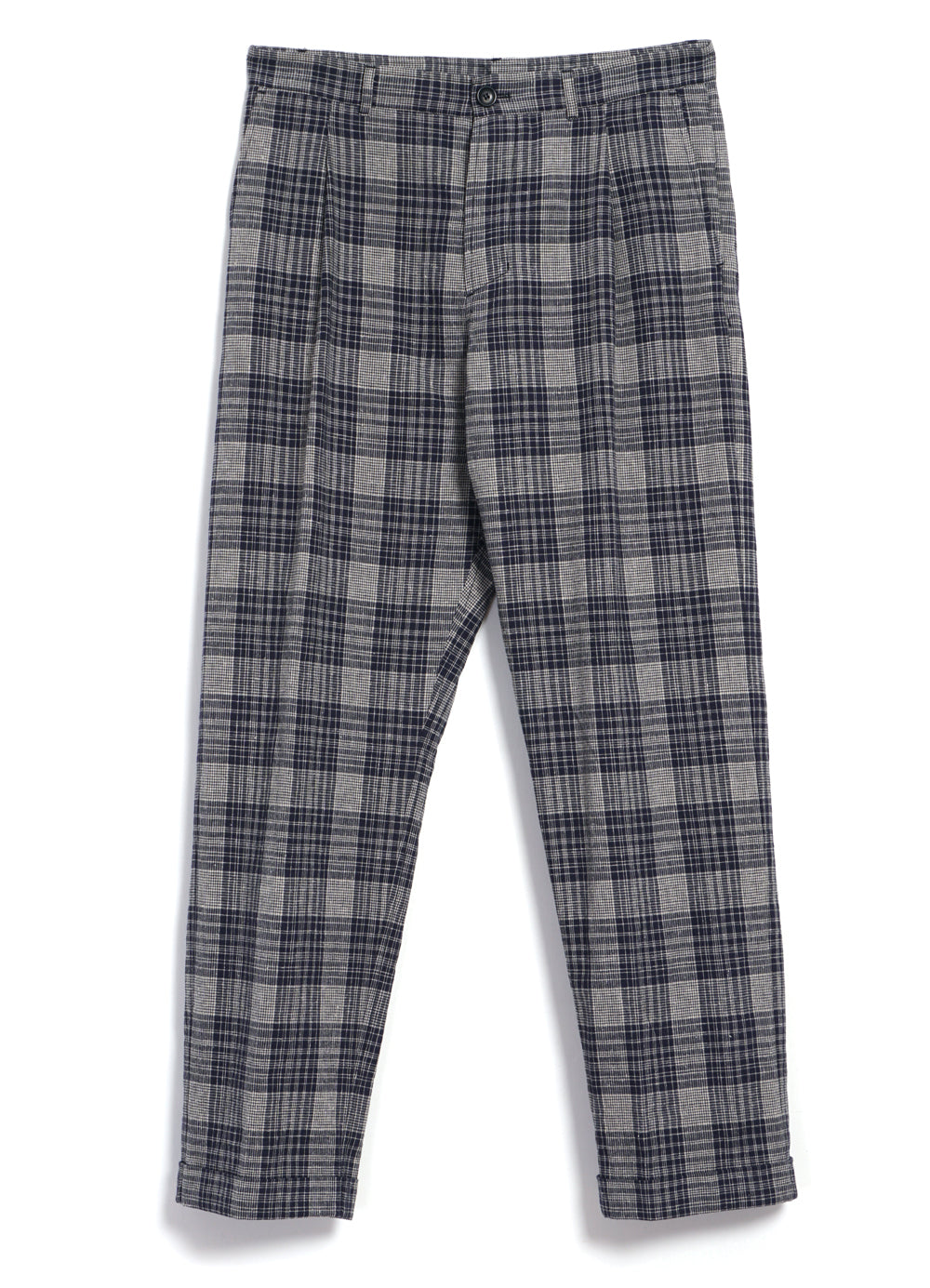 SUNE 29-59-3 | Classic Pleated Trousers | Navy Ecru Check