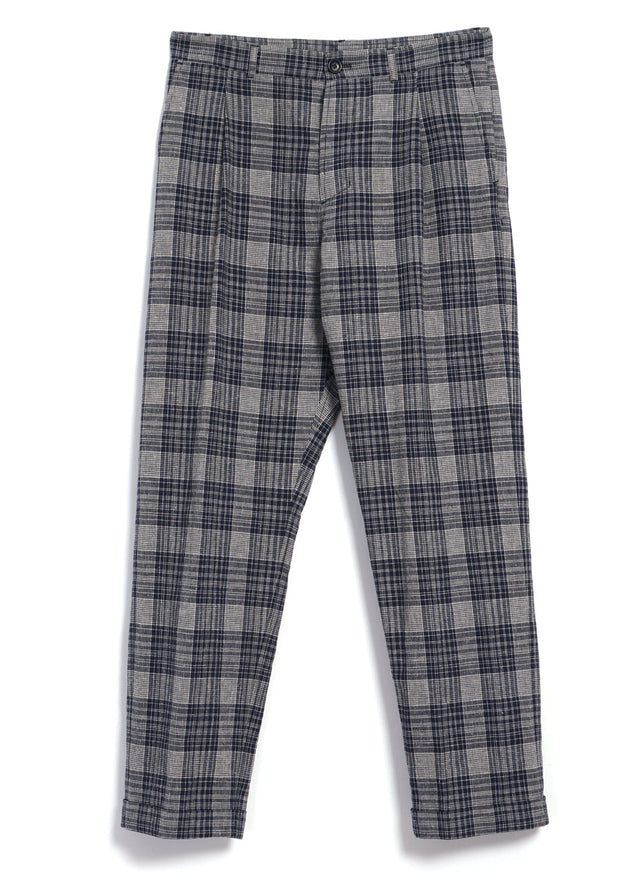 SUNE 29-59-3 | Classic Pleated Trousers | Navy Ecru Check