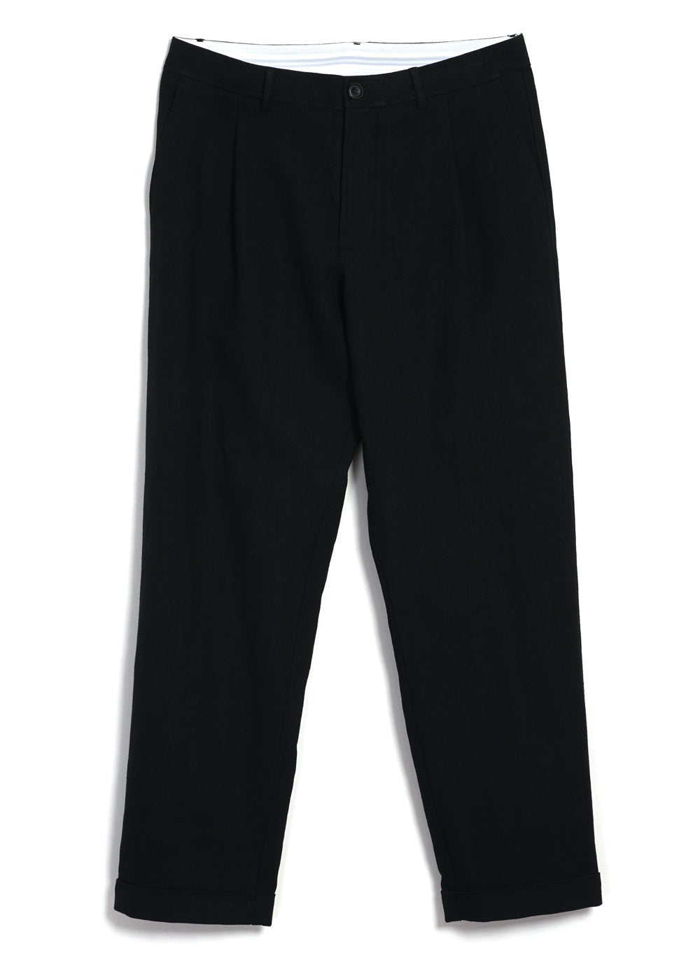 SUNE 29-63-2 | Classic Pleated Trousers | Black Panama