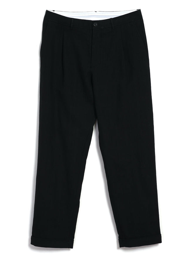 SUNE 29-63-2 | Classic Pleated Trousers | Black Panama