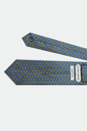 Italian Blue Gold Link Motif Silk Tie