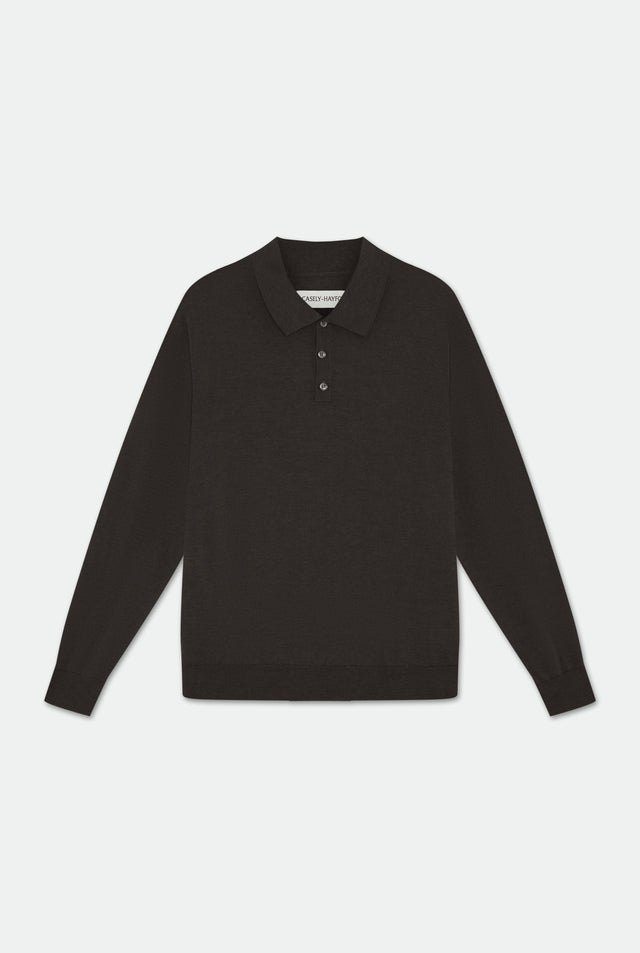 Leo Muted Brown Knitted Merino Wool Polo Shirt