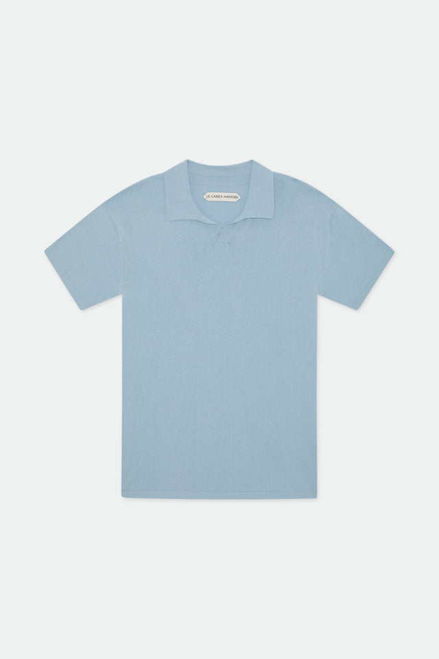 Dami Skye Blue Open Placket Knitted Polo Shirt