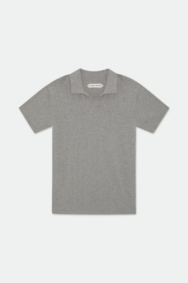 Dami Light Grey Open Placket Knitted Polo Shirt