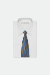Italian Blue Gold Link Motif Silk Tie