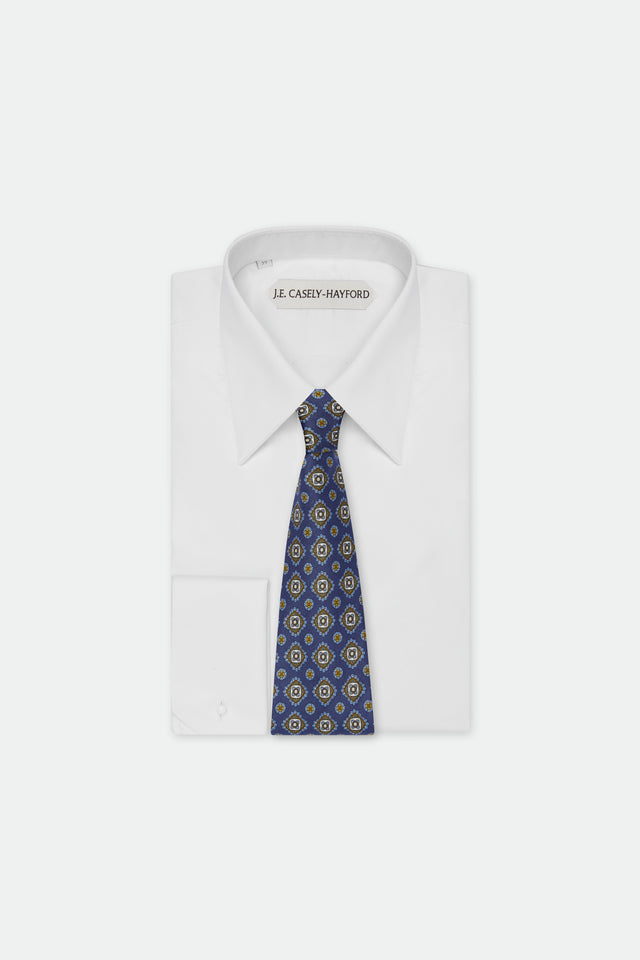 Italian Blue Geometric Silk Tie