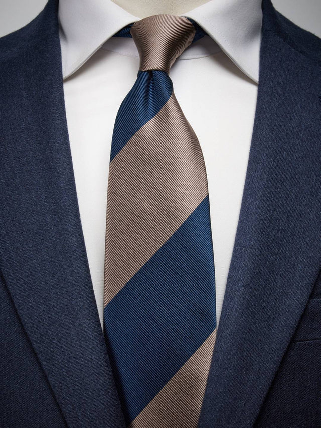 Navy & Beige Tie Stripe