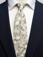 Beige Tie Cotton Floral
